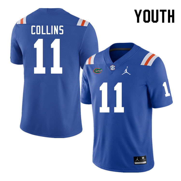 Youth #11 Kelby Collins Florida Gators College Football Jerseys Stitched-Retro